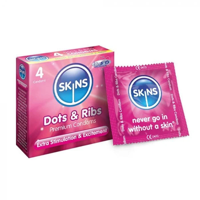 Skins Condoms Dots & Ribs - 4's - sassydeals.co.uk