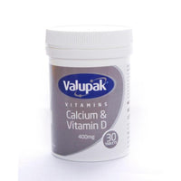 Thumbnail for Valupak Calcium & Vitamin D 400mg Tablets - 30's - sassydeals.co.uk