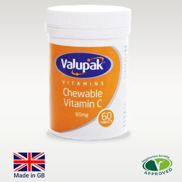 Valupak Vitamin C Chewable 80mg Tablets - 60's - sassydeals.co.uk
