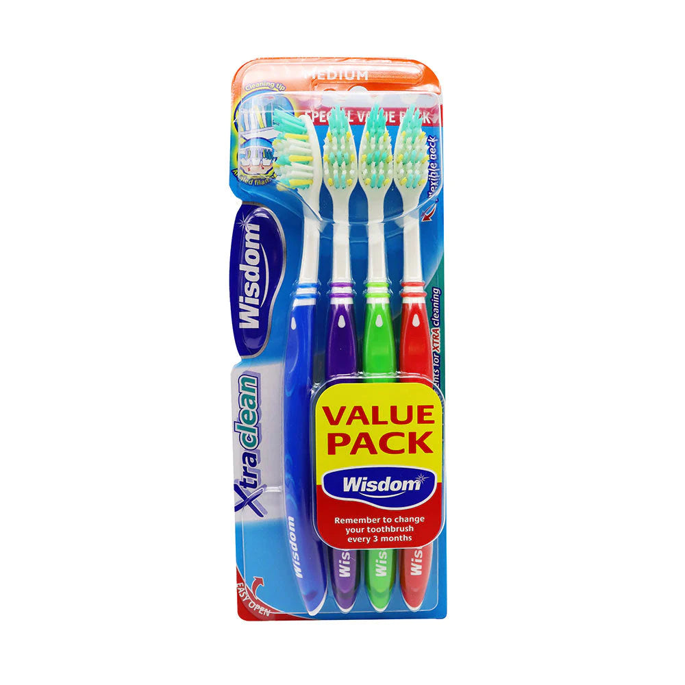 Wisdom Xtra-Clean Toothbrush (Medium) - 4 Pack - sassydeals.co.uk