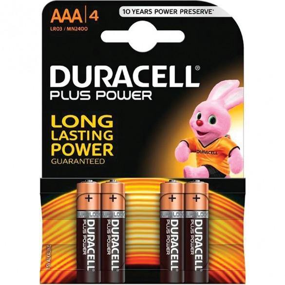 Duracell Batteries (AAA) 2400 Alkaline Cell Pack of 4 Batteries Simply Duracell - 10 Packs - sassydeals.co.uk