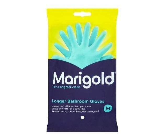 Marigold Longer Bathroom Gloves - Medium (6 Pairs) - sassydeals.co.uk