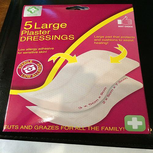 A&E Large Plaster Sterile Adhesive Dressings - 5's - sassydeals.co.uk