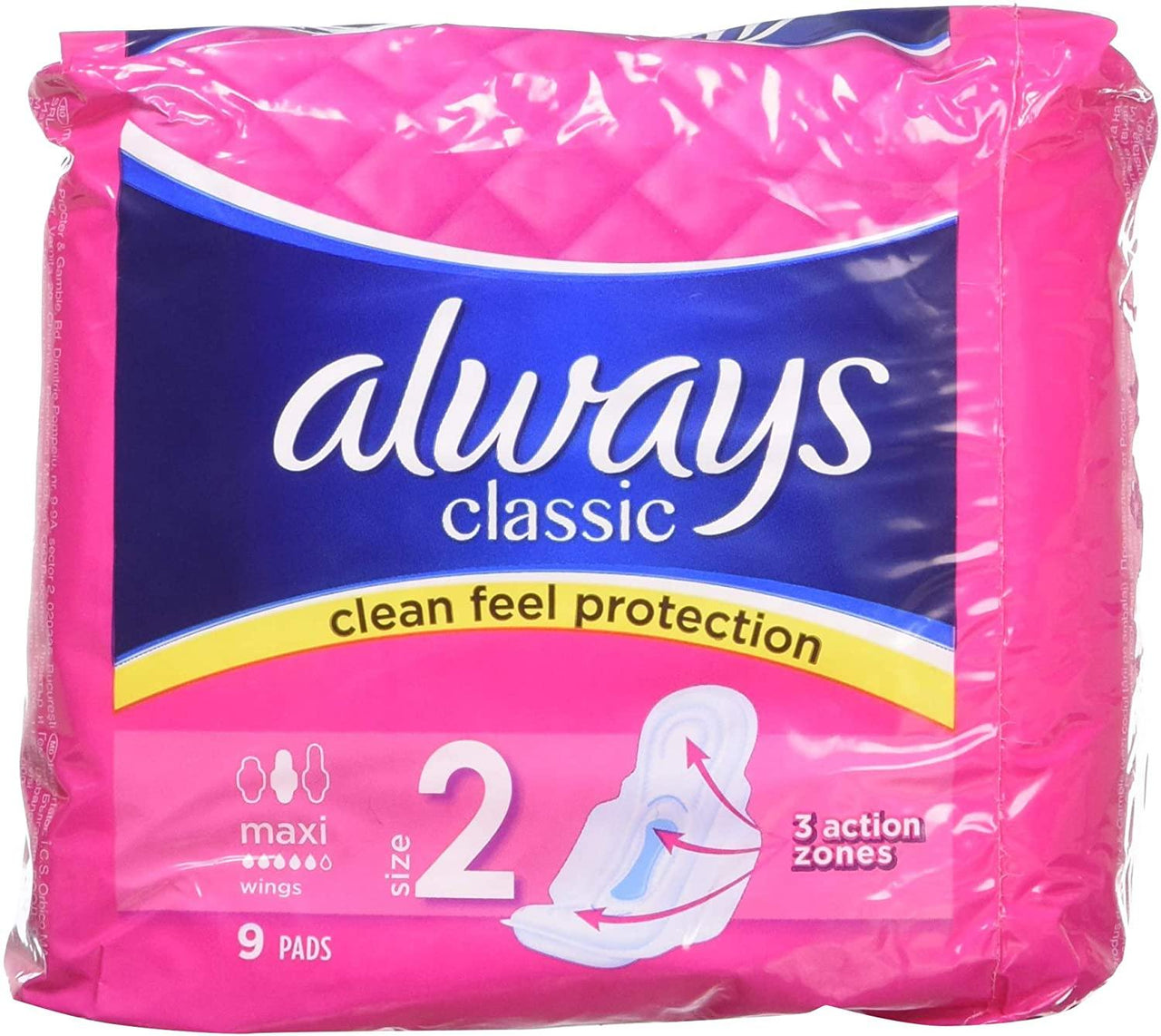 Always Classic Maxi Pads with Wings - 9s (Size-2) - sassydeals.co.uk