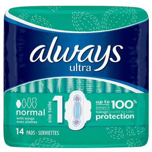 Always Ultra Normal Pads with Wings - 14's - sassydeals.co.uk