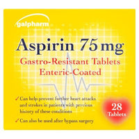 Thumbnail for Galpharm Aspirin 75mg Gastro–Resistant Tablets Enteric Coated - 56 Tablets (2 Packs) - sassydeals.co.uk