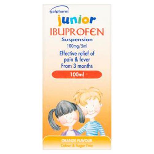 Galpharm Junior Ibuprofen Suspension Orange Flavour - 100ml - sassydeals.co.uk