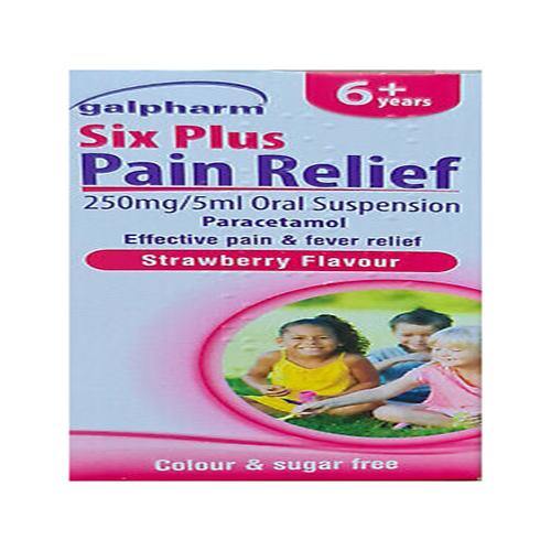 Galpharm Six Plus Oral Suspension for Children 250mg/5ml (Pain Relief) - 80ml - sassydeals.co.uk