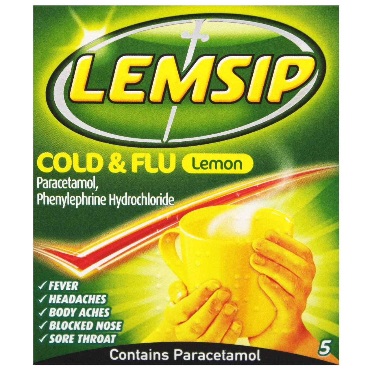 Lemsip Cold & Flu Lemon Sachets - 5's - sassydeals.co.uk
