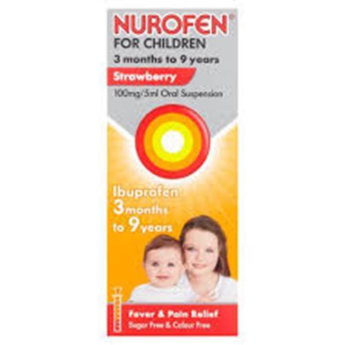 Nurofen For Children Strawberry Ibuprofen Oral Suspension - 100ml - sassydeals.co.uk
