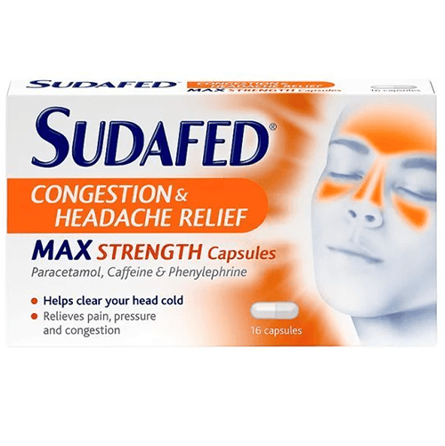Sudafed Congestion & Headache Tablets/Capsules - 16's - sassydeals.co.uk
