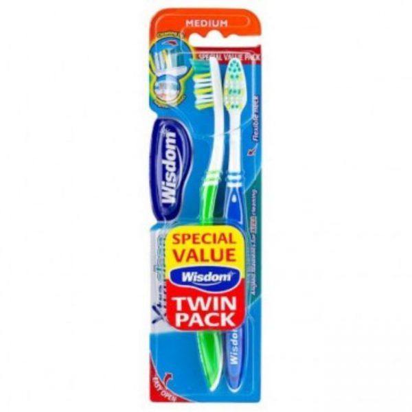Wisdom Xtra-Clean Toothbrush (Medium) - Twin Pack - sassydeals.co.uk